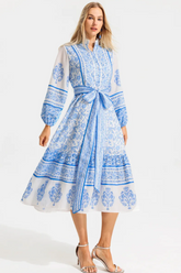 Paisley Single Breasted Midi Dress